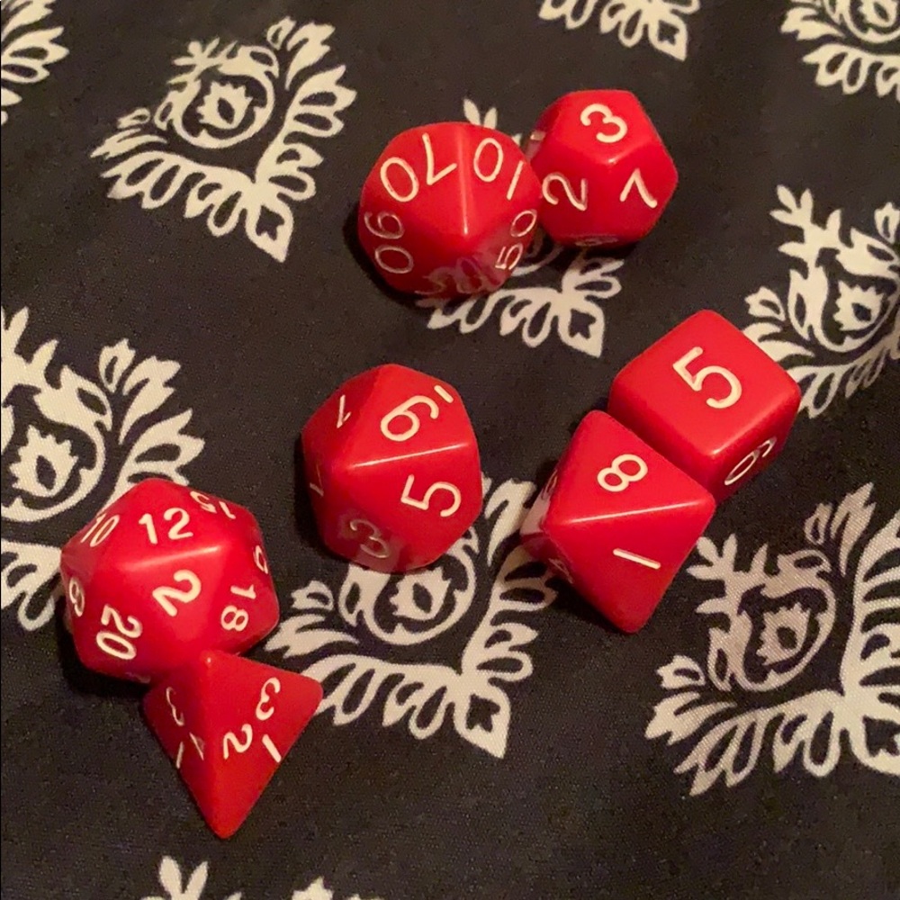 Solid Color Plastic Dice Set: Red